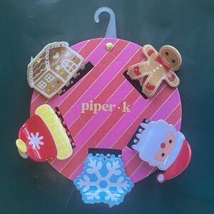 Piper K Christmas Hair Clips Set of 5 Holiday Santa Gingerbread Snowflake New